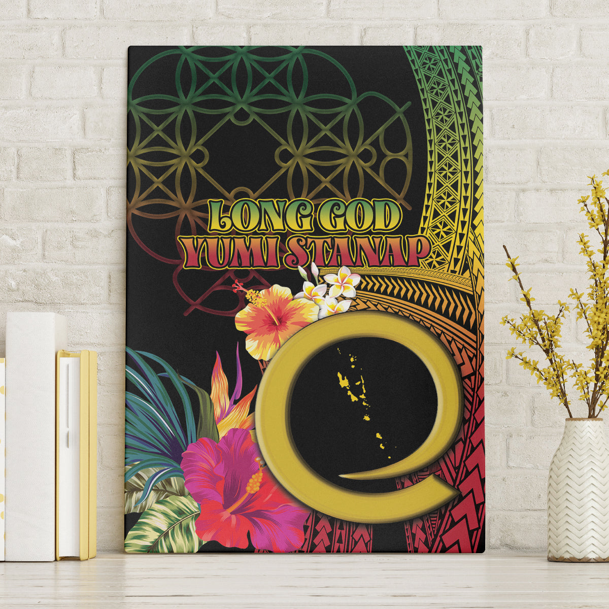 Vanuatu Independence Day Canvas Wall Art Sand Drawing Melanesian Vibes