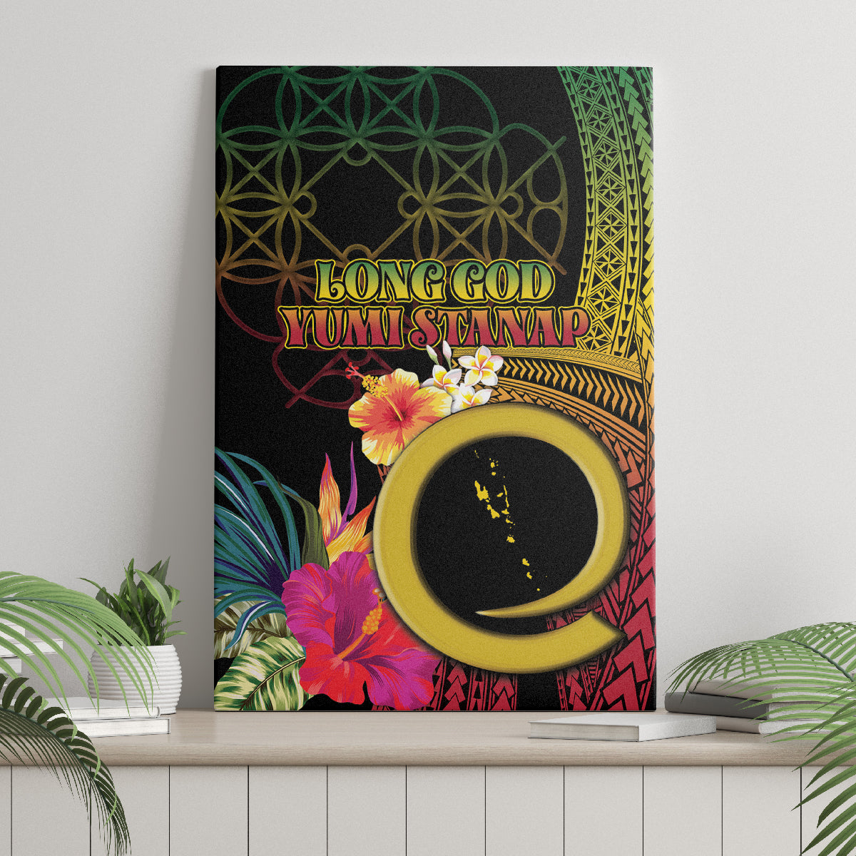 Vanuatu Independence Day Canvas Wall Art Sand Drawing Melanesian Vibes