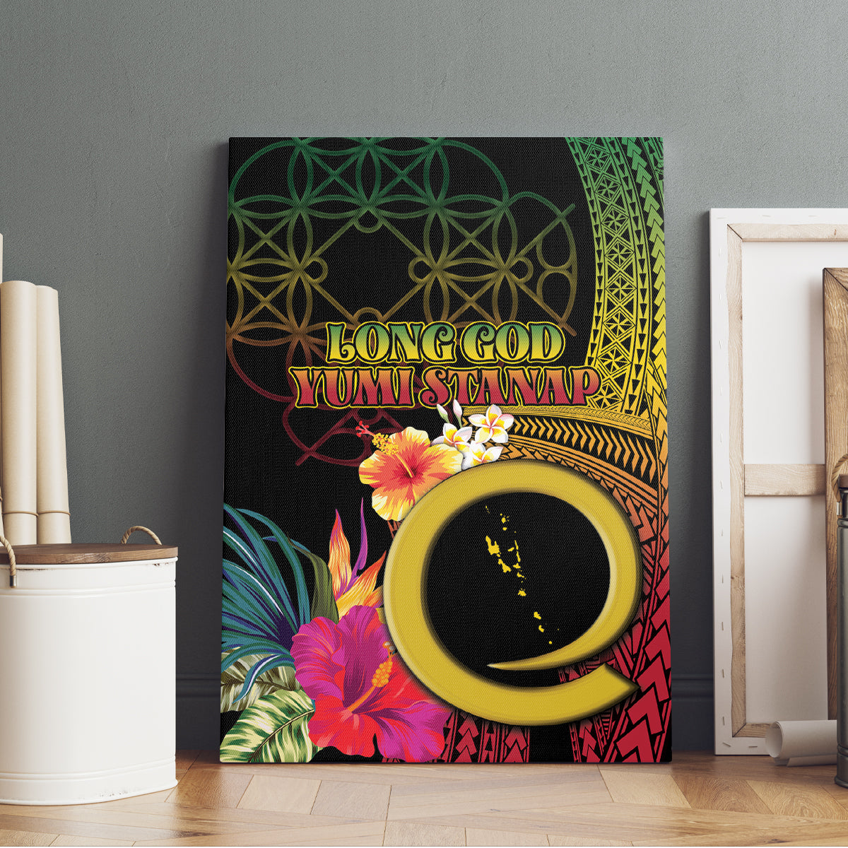 Vanuatu Independence Day Canvas Wall Art Sand Drawing Melanesian Vibes