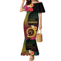Vanuatu Independence Day Mermaid Dress Sand Drawing Melanesian Vibes LT03 Women Black - Polynesian Pride