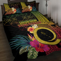 Vanuatu Independence Day Quilt Bed Set Sand Drawing Melanesian Vibes