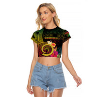 Vanuatu Independence Day Raglan Cropped T Shirt Sand Drawing Melanesian Vibes