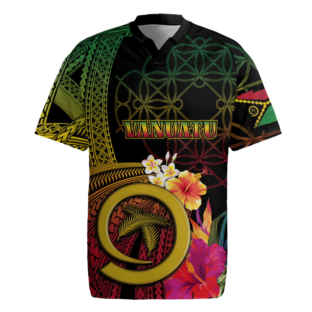 Vanuatu Independence Day Rugby Jersey Sand Drawing Melanesian Vibes
