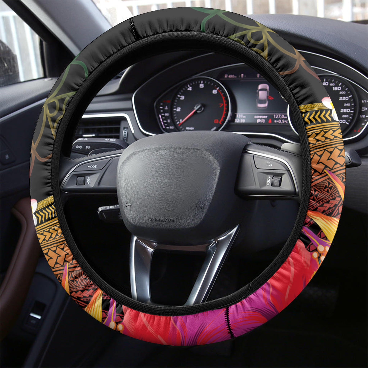 Vanuatu Independence Day Steering Wheel Cover Sand Drawing Melanesian Vibes