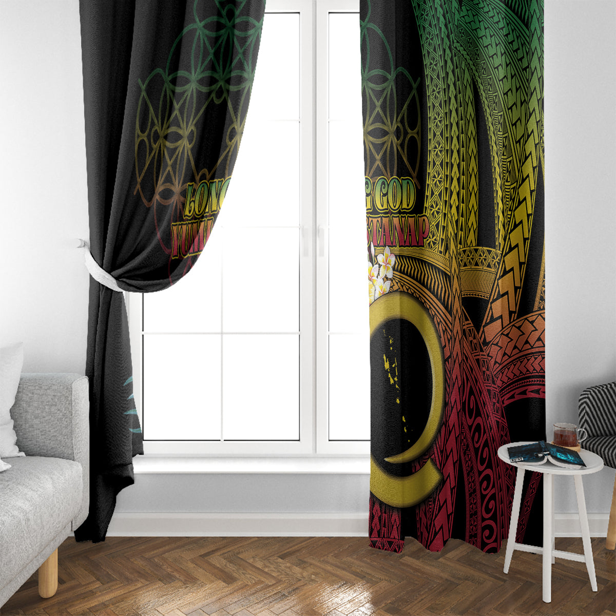 Vanuatu Independence Day Window Curtain Sand Drawing Melanesian Vibes