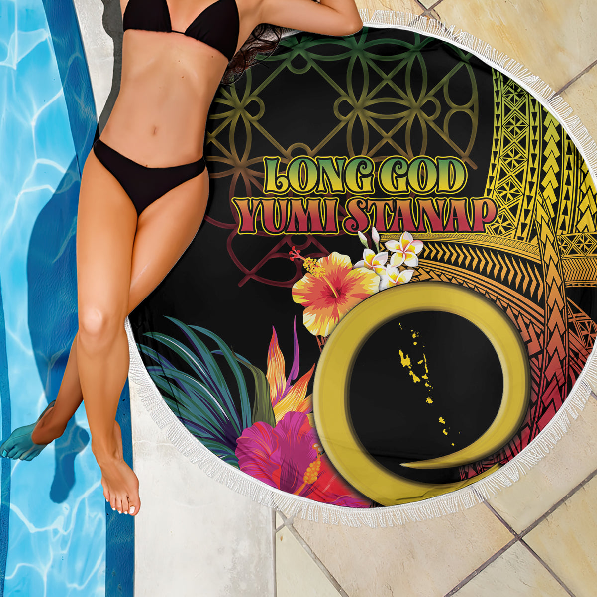 Vanuatu Selebretem 44th Indipendens Dei Beach Blanket Sand Drawing Melanesian Vibes