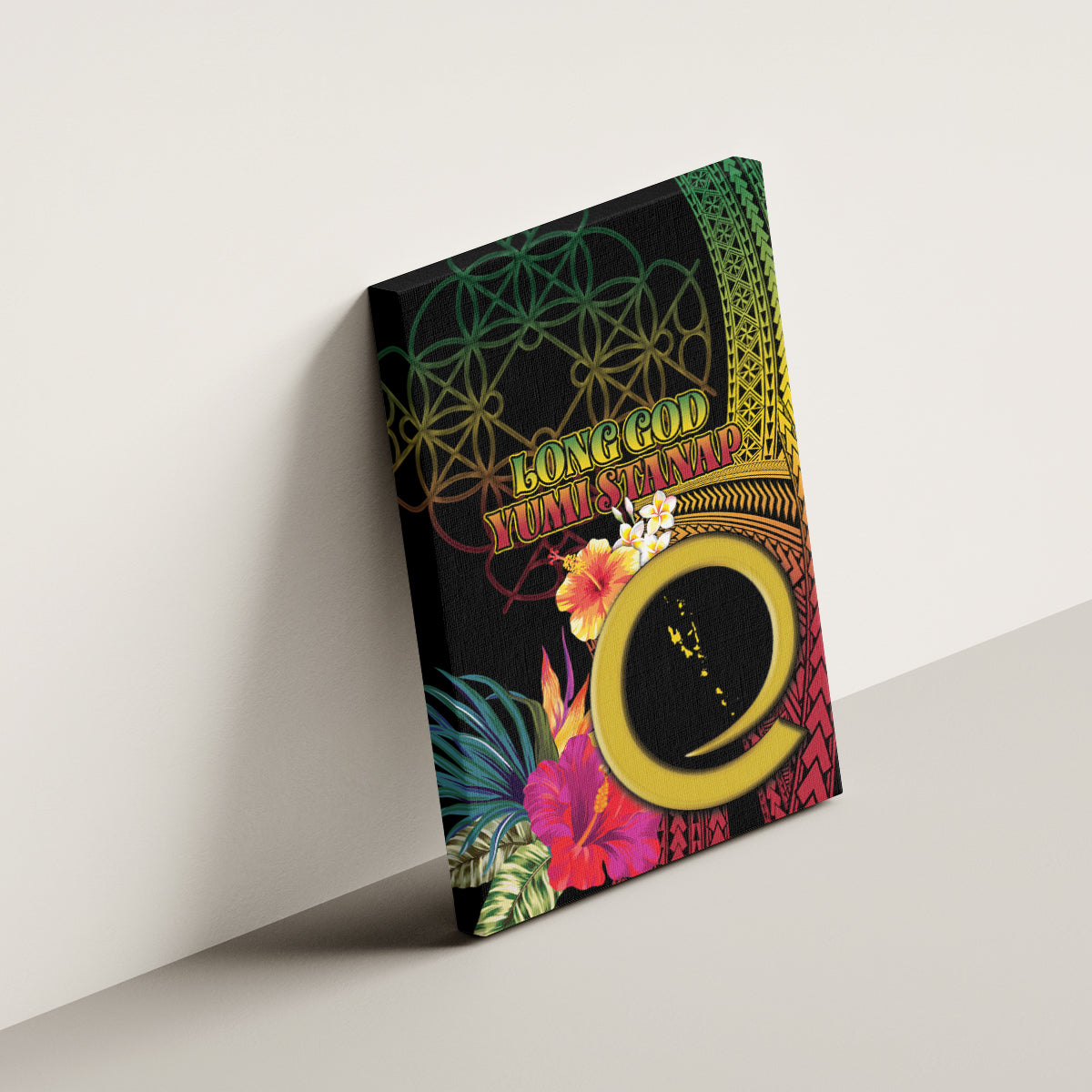 Vanuatu Selebretem 44th Indipendens Dei Canvas Wall Art Sand Drawing Melanesian Vibes