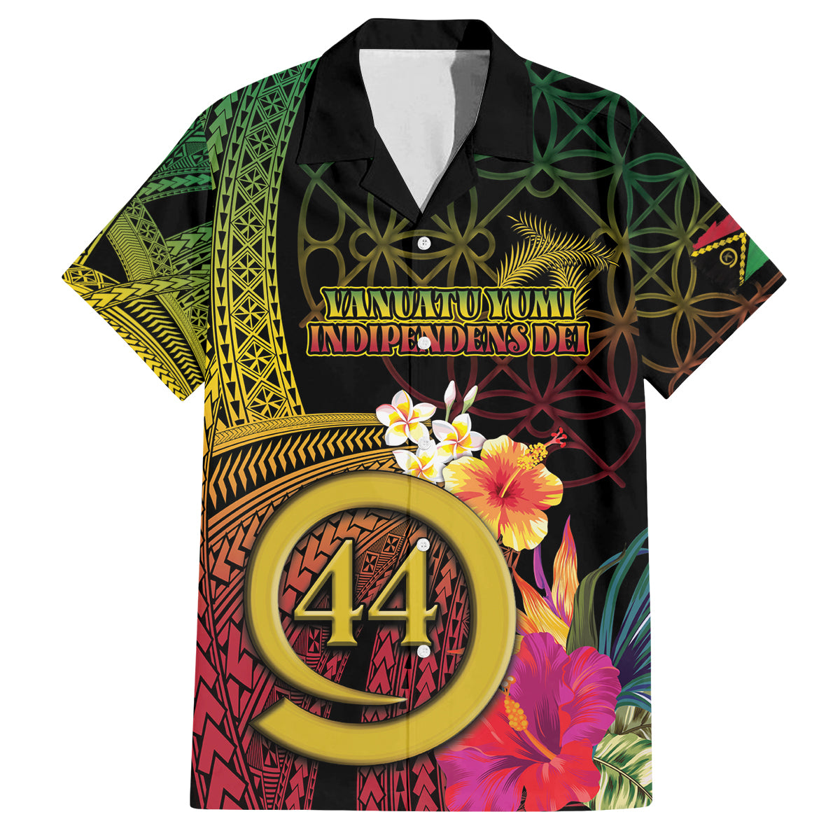 Vanuatu Selebretem 44th Indipendens Dei Family Matching Tank Maxi Dress and Hawaiian Shirt Sand Drawing Melanesian Vibes