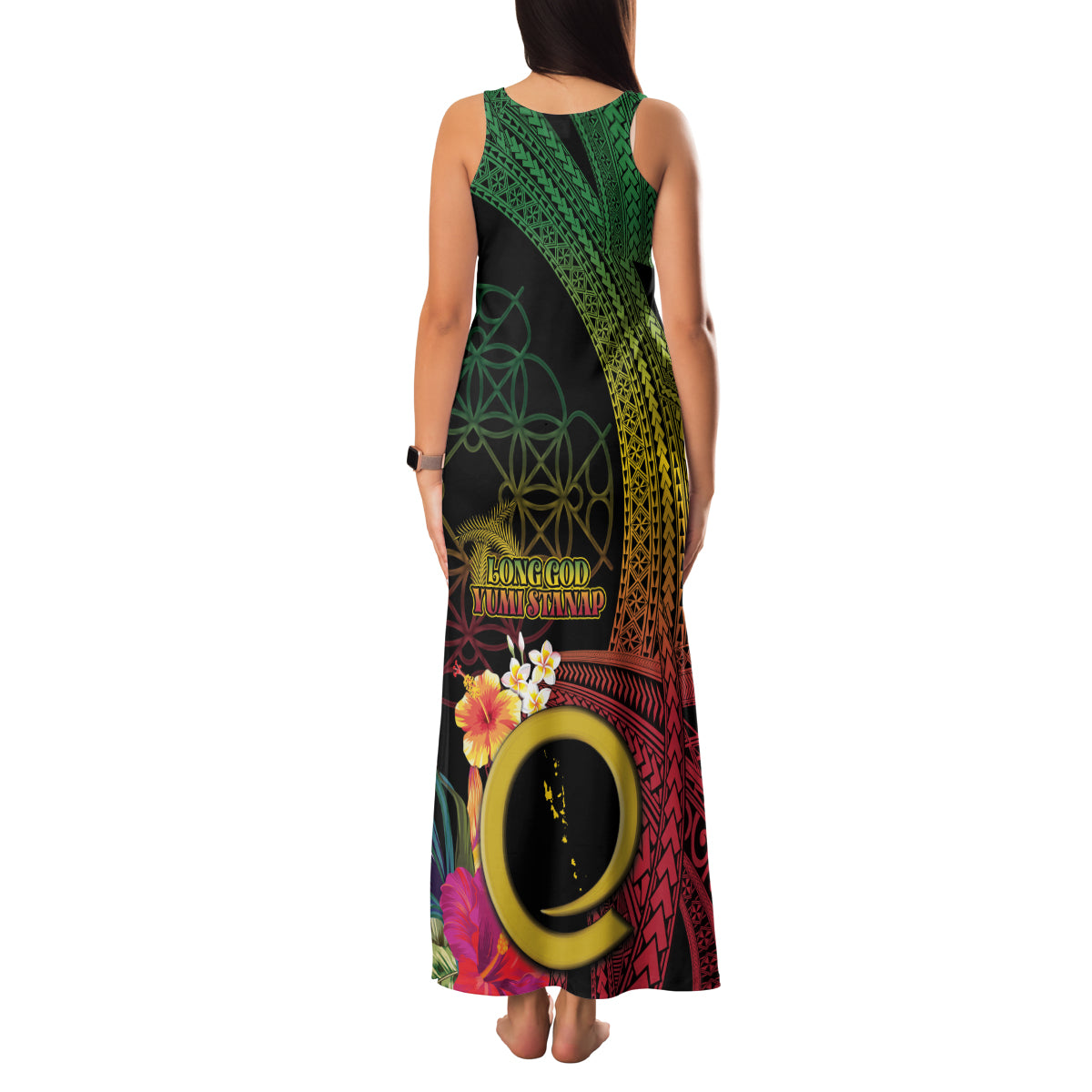 Vanuatu Selebretem 44th Indipendens Dei Family Matching Tank Maxi Dress and Hawaiian Shirt Sand Drawing Melanesian Vibes