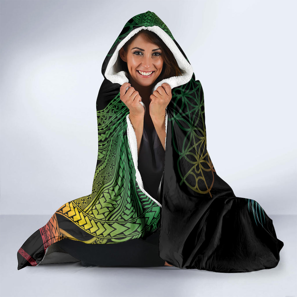 Vanuatu Selebretem 44th Indipendens Dei Hooded Blanket Sand Drawing Melanesian Vibes LT03 - Polynesian Pride