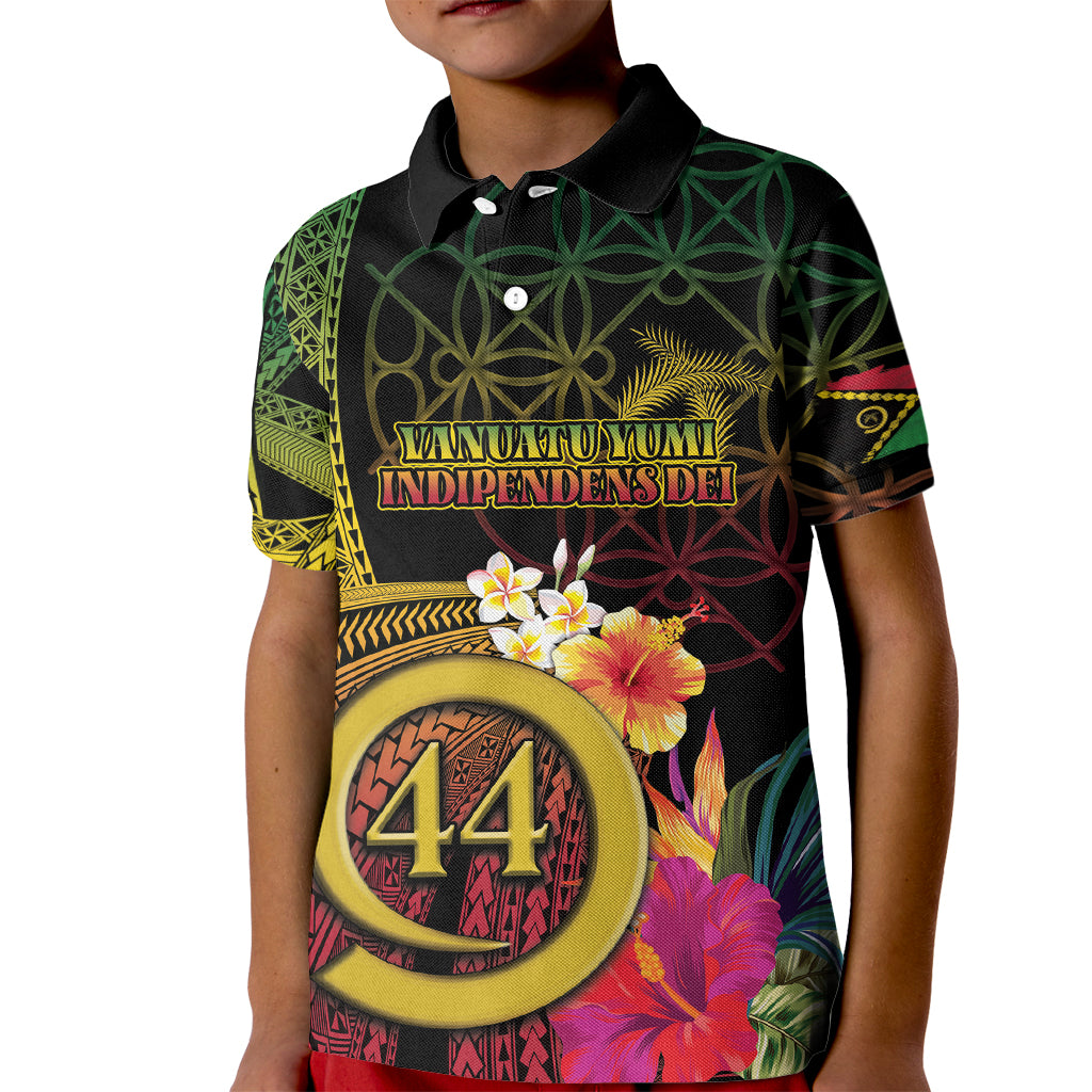 Vanuatu Selebretem 44th Indipendens Dei Kid Polo Shirt Sand Drawing Melanesian Vibes