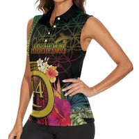 Vanuatu Selebretem 44th Indipendens Dei Women Sleeveless Polo Shirt Sand Drawing Melanesian Vibes