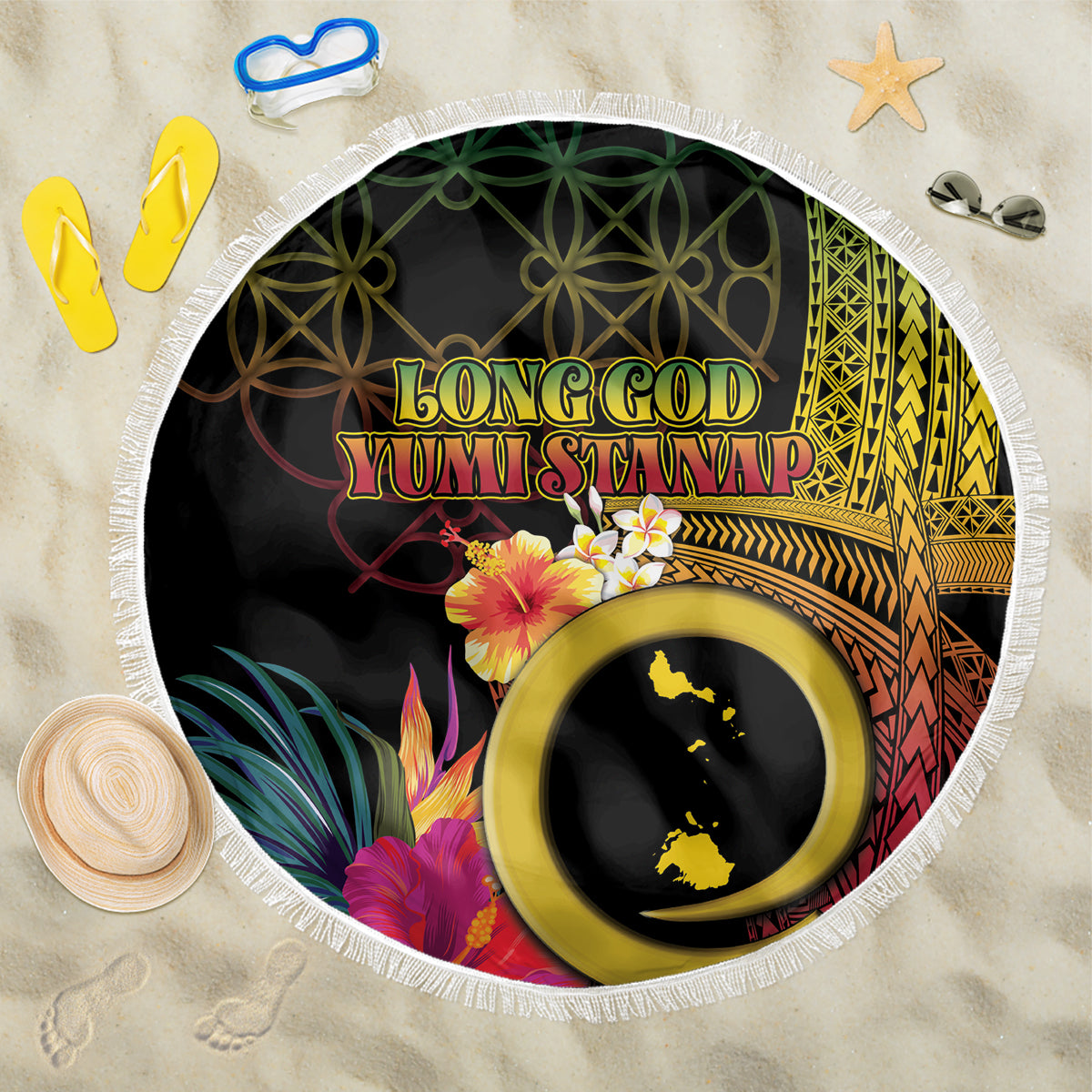 Vanuatu Shefa Day Beach Blanket Sand Drawing Melanesian