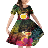 Vanuatu Shefa Day Family Matching Off The Shoulder Long Sleeve Dress and Hawaiian Shirt Sand Drawing Melanesian