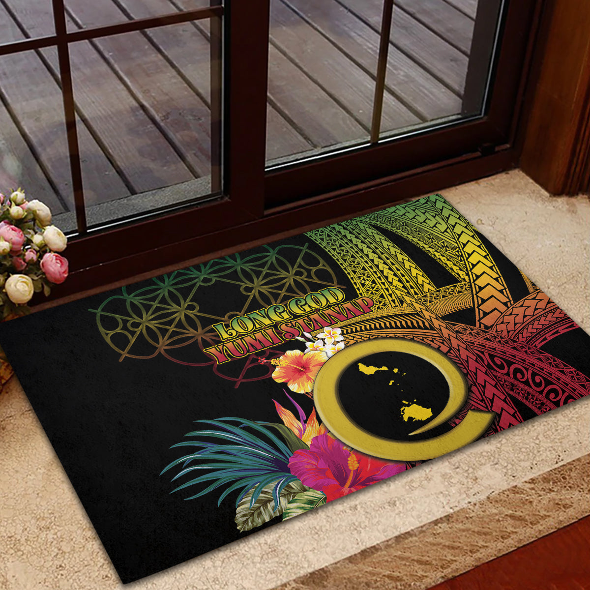 Vanuatu Shefa Day Rubber Doormat Sand Drawing Melanesian