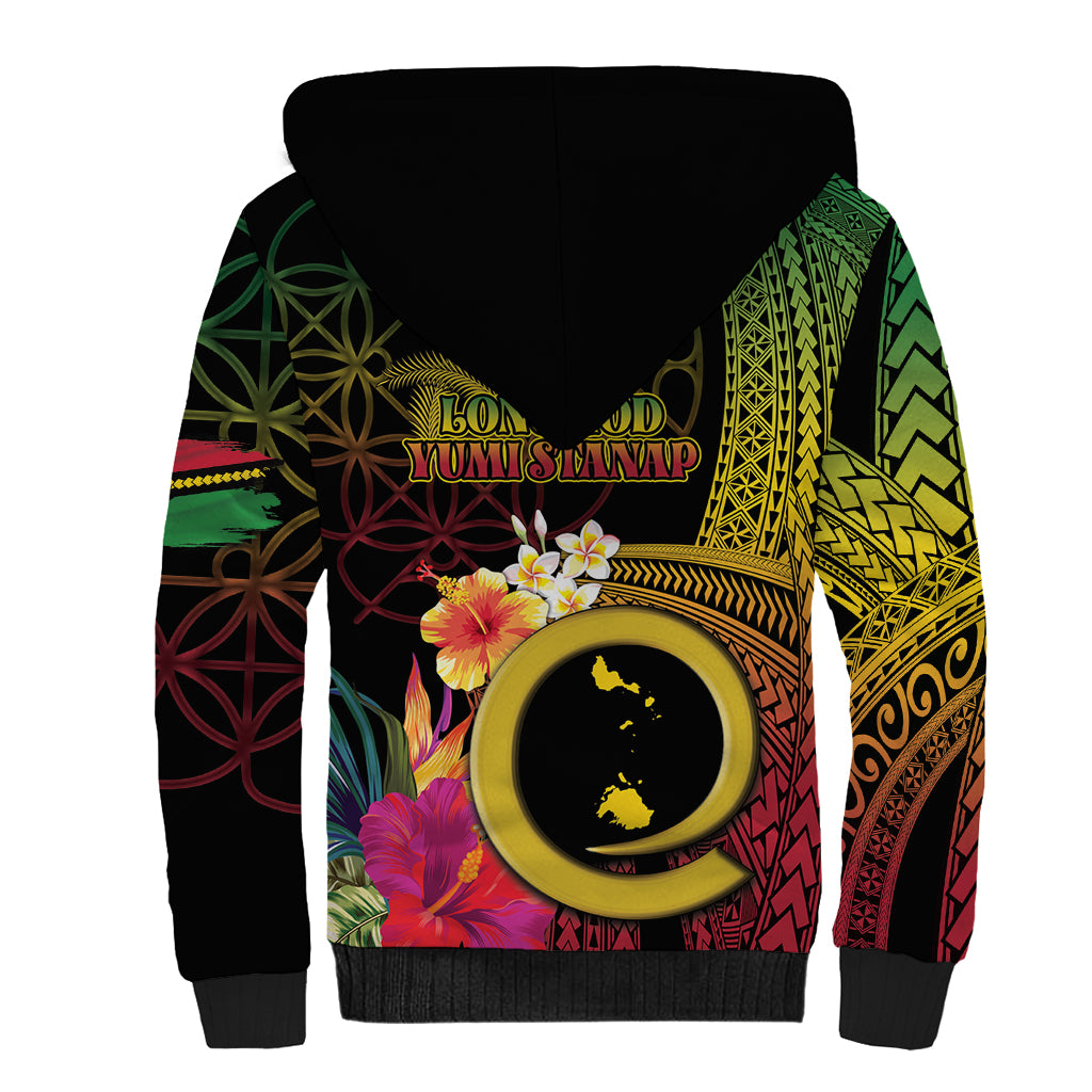 Vanuatu Shefa Day Sherpa Hoodie Sand Drawing Melanesian