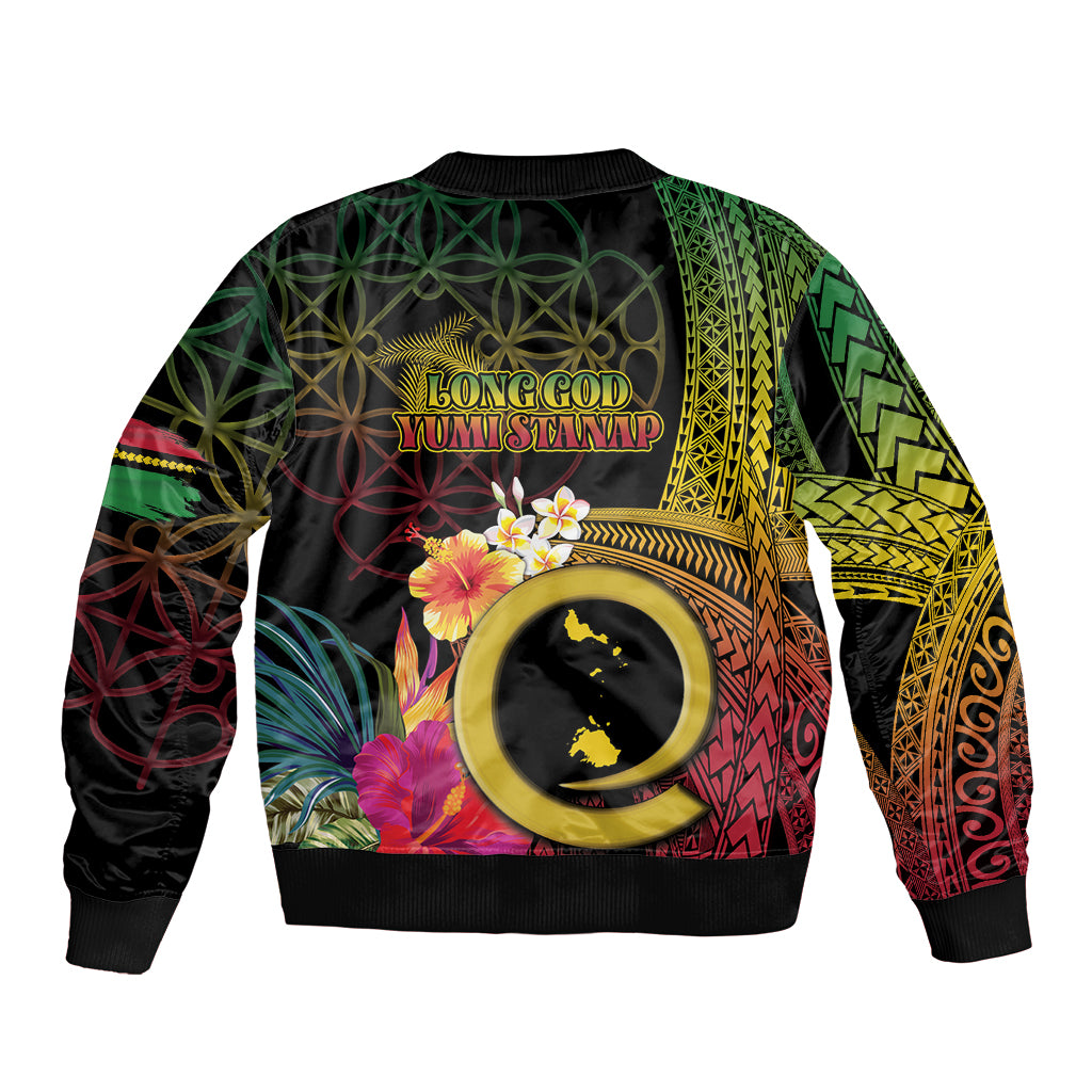 Vanuatu Shefa Day Sleeve Zip Bomber Jacket Sand Drawing Melanesian