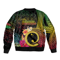 Vanuatu Shefa Day Sleeve Zip Bomber Jacket Sand Drawing Melanesian