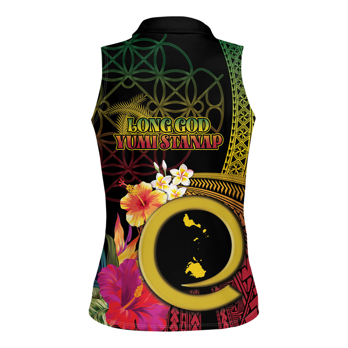 Vanuatu Shefa Day Women Sleeveless Polo Shirt Sand Drawing Melanesian