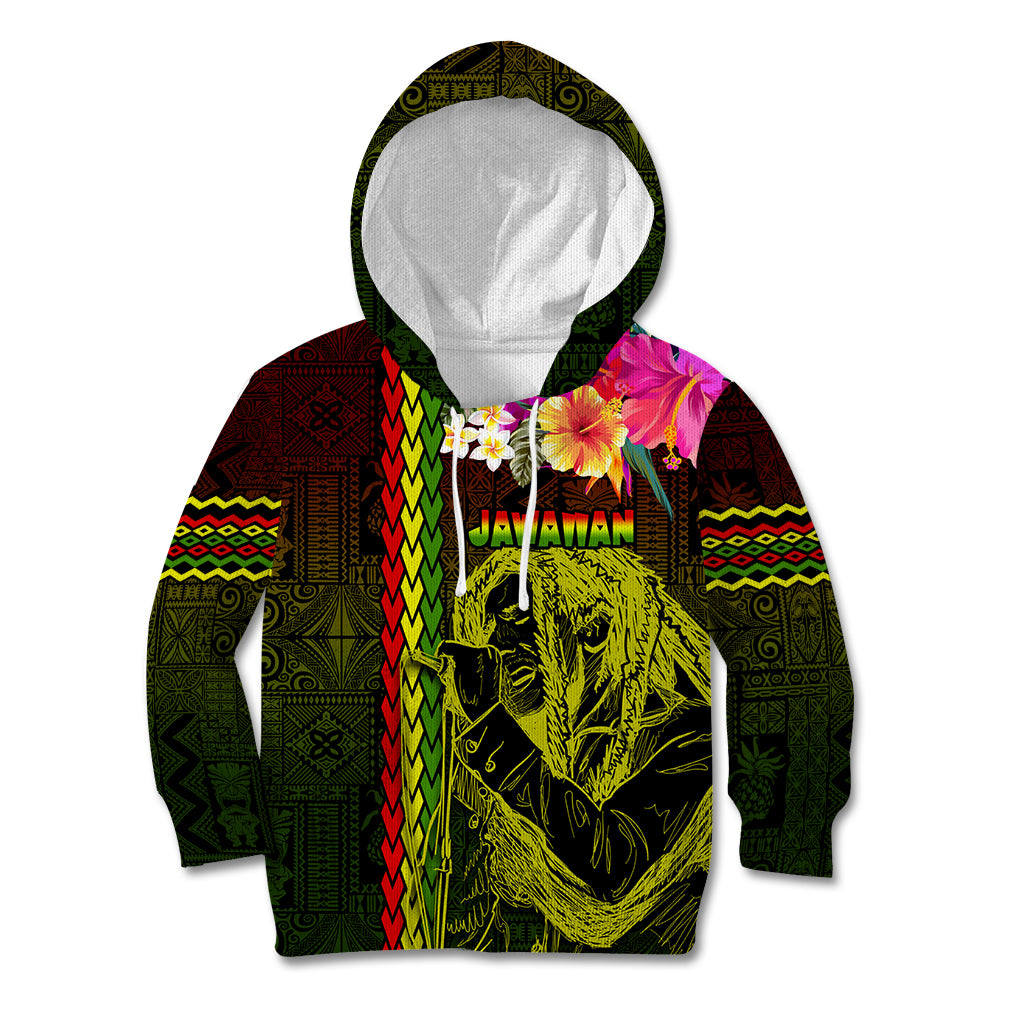 Hawaiian Reggae Music Kid Hoodie Jamaica Singer Tribal Polynesian and Hibiscus