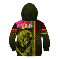 Hawaiian Reggae Music Kid Hoodie Jamaica Singer Tribal Polynesian and Hibiscus