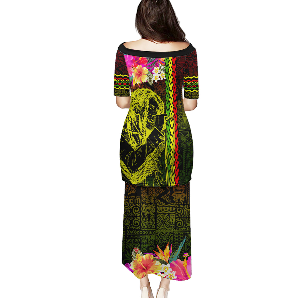 Hawaiian Reggae Music Puletasi Jamaica Singer Tribal Polynesian and Hibiscus