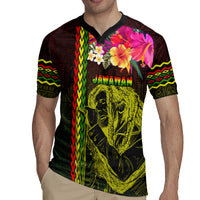 Hawaiian Reggae Music Rugby Jersey Jamaica Singer Tribal Polynesian and Hibiscus