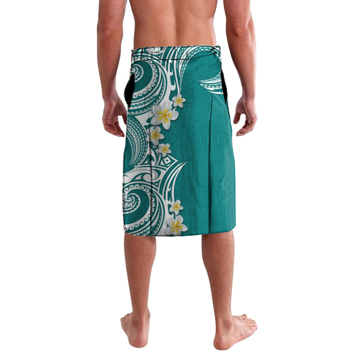 Aloha Polynesian Plumeria Flower Lavalava Teal Color