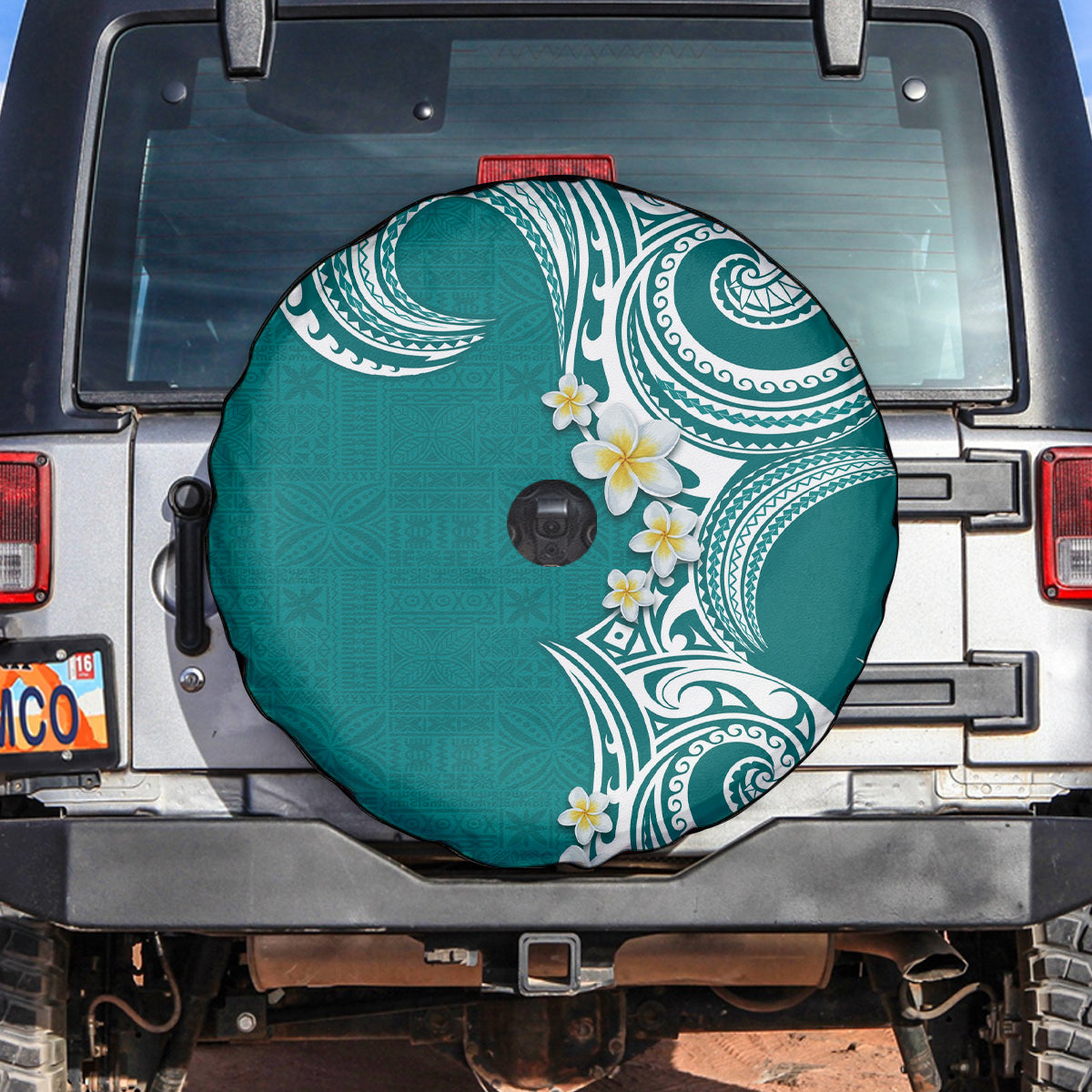 Aloha Polynesian Plumeria Flower Spare Tire Cover Teal Color LT03 Teal - Polynesian Pride
