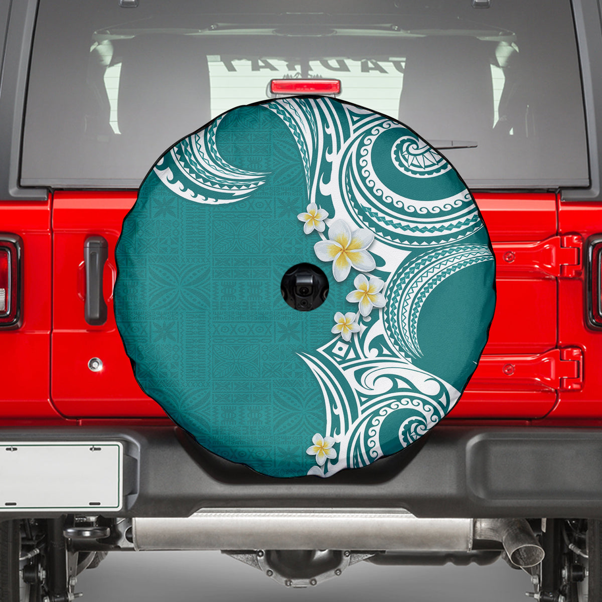 Aloha Polynesian Plumeria Flower Spare Tire Cover Teal Color LT03 - Polynesian Pride