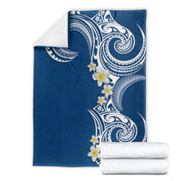 Aloha Polynesian Plumeria Flower Blanket Blue Color