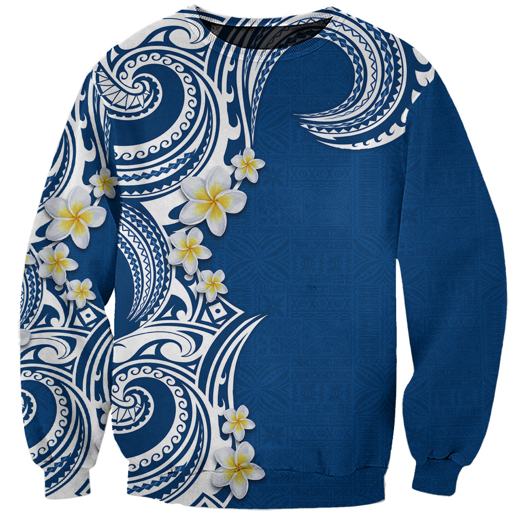 Aloha Polynesian Plumeria Flower Sweatshirt Blue Color LT03 Unisex Blue - Polynesian Pride