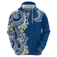 Aloha Polynesian Plumeria Flower Zip Hoodie Blue Color