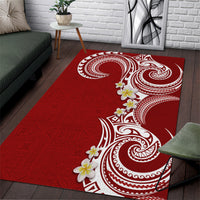Aloha Polynesian Plumeria Flower Area Rug Red Color