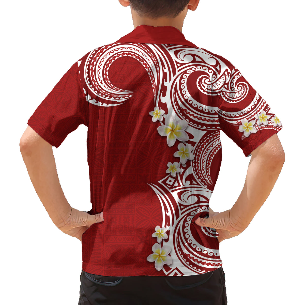 Aloha Polynesian Plumeria Flower Kid Hawaiian Shirt Red Color LT03 - Polynesian Pride