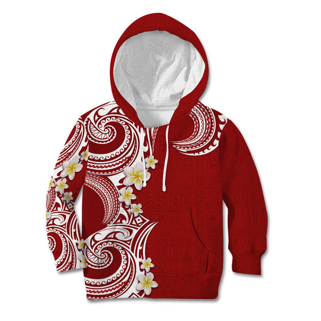 Aloha Polynesian Plumeria Flower Kid Hoodie Red Color LT03 Hoodie Red - Polynesian Pride
