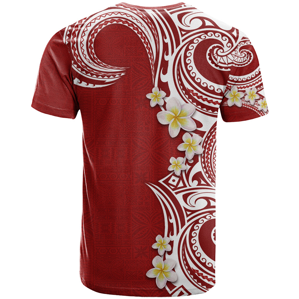 Aloha Polynesian Plumeria Flower T Shirt Red Color