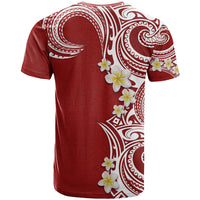 Aloha Polynesian Plumeria Flower T Shirt Red Color