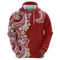 Aloha Polynesian Plumeria Flower Zip Hoodie Red Color