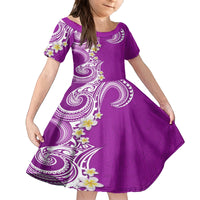 Aloha Polynesian Plumeria Flower Family Matching Tank Maxi Dress and Hawaiian Shirt Purple Color