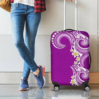 Aloha Polynesian Plumeria Flower Luggage Cover Purple Color