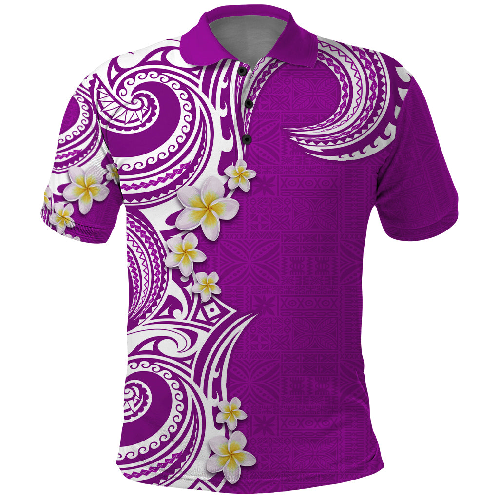 Aloha Polynesian Plumeria Flower Polo Shirt Purple Color