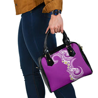 Aloha Polynesian Plumeria Flower Shoulder Handbag Purple Color