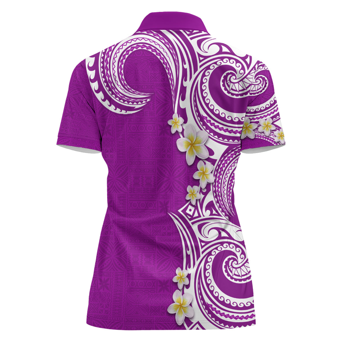 Aloha Polynesian Plumeria Flower Women Polo Shirt Purple Color