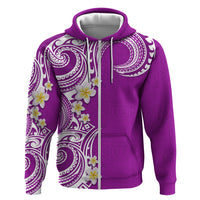 Aloha Polynesian Plumeria Flower Zip Hoodie Purple Color