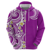 Aloha Polynesian Plumeria Flower Zip Hoodie Purple Color