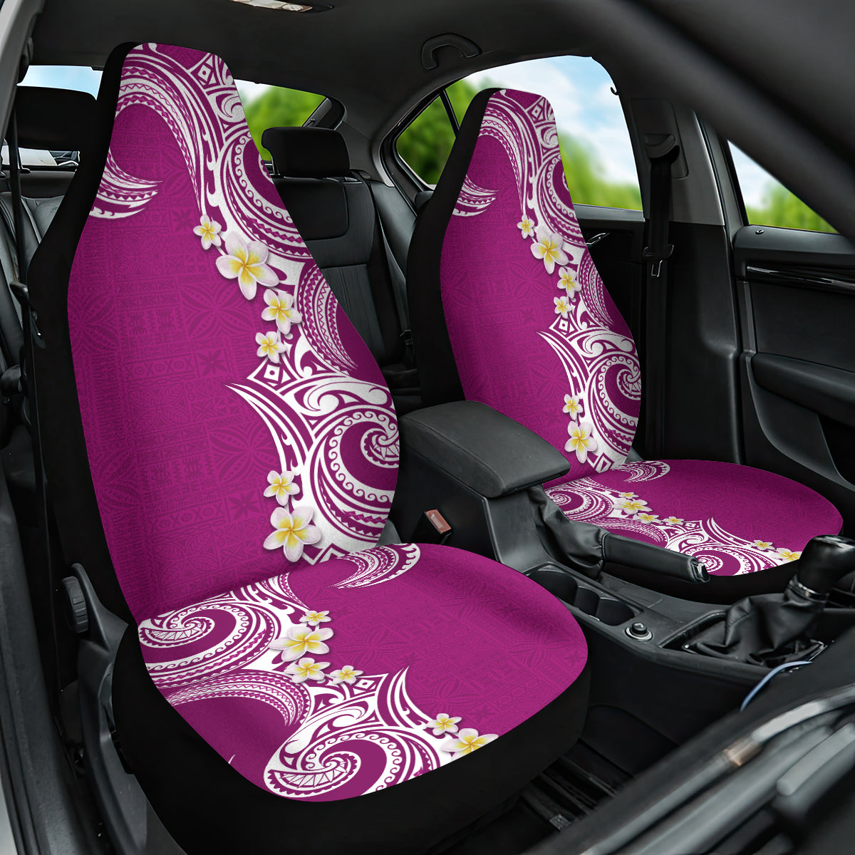 Aloha Polynesian Plumeria Flower Car Seat Cover Pink Color