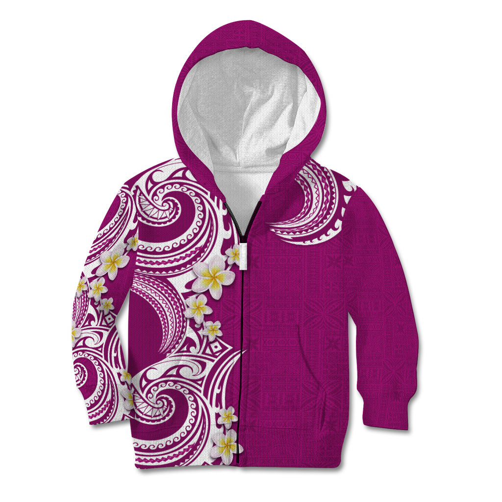 Aloha Polynesian Plumeria Flower Kid Hoodie Pink Color LT03 Zip Hoodie Pink - Polynesian Pride