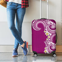 Aloha Polynesian Plumeria Flower Luggage Cover Pink Color