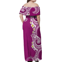 Aloha Polynesian Plumeria Flower Off Shoulder Maxi Dress Pink Color LT03 - Polynesian Pride